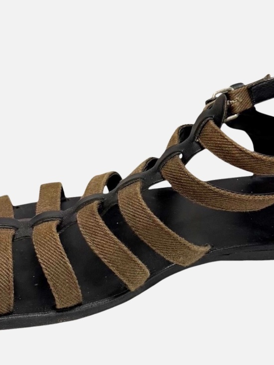 Balenciaga Gladiator Sandals Brown Canvas & Black Leather Ankle Strap EU 41 main image 4